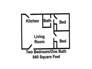 2 Beds • 1 Bath 62 floor plan